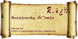 Ruzsinszky Ármin névjegykártya